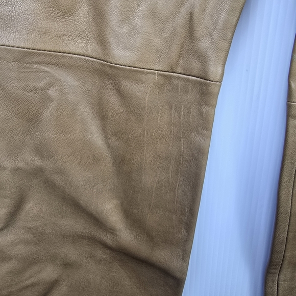 Zara Women's 100% Sheep Leather Camel Cargo Pants Straight Leg Size S - Picture 8 of 16